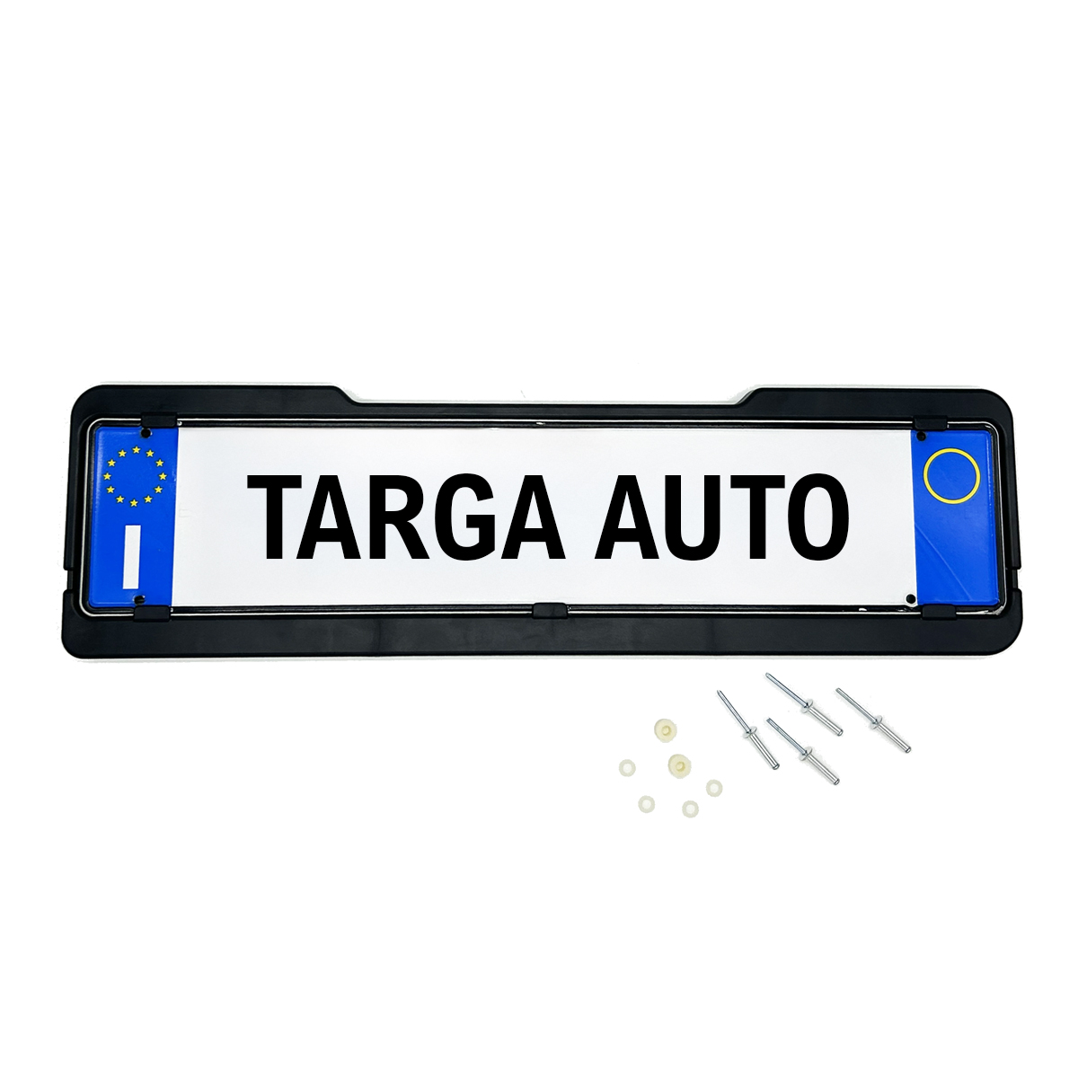 VSV X2 BLACK - Portatarga per auto con sistema a molla per spostamento rapido (INCLUDE RIVETTI E SPESSORI)