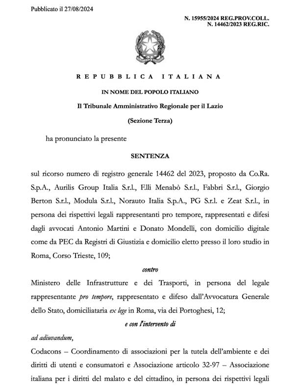 Respingimento Ricorso TAR 27/08/2024