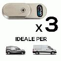 GVM - <span style=font-weight:bold;>SERIE COURIER - Kit 3 lucchetti.</span><br />Si installa sul portellone posteriore e laterali di qualsiasi veicolo furgonato utilizzando dei perni antieffrazione e contropiastre in acciao per concedere un livello di sicurezza superlativo. Pensato per chi ha particolari esigenze di sicurezza e resistenza allimpiego, questa serie ha in dotazione: piastre di fissaggio e aperture di emergenza con cavo inguainato e sistema anti-manomissione.
