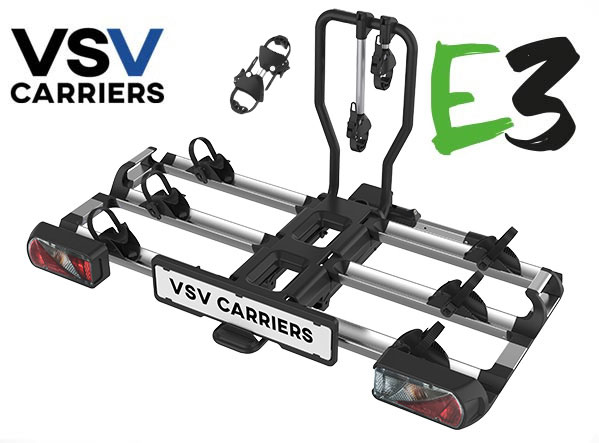 VSV E3 - <span style=font-weight:bold;>VSV E3</span> 
<br />
Capacit 3 bici anche e-BIKE. Carico Max 60 Kg. Peso articolo 17 Kg.  in acciaio e alluminio. Portabici pieghevole.  Funzione reclinabile per l'apertura del bagagliaio. Passo bici: qualsiasi misura fino a 1350 mm.<br />Presa 7/13 poli- SPECIALE CON SUPPORTI RUOTA MAGGIORATI
<BR />
<a href=../auto/prodotti.asp?Cl=177&Marche=ACCESSORI&Modello=VSV%20E3 style=color:#ffffff  !important;>
<div style=float:right; background-color: #234d96;color: #ffffff;font: italic 11px Verdana;margin-top: 0px;margin-bottom: 3px;padding: 4px;border: Solid 1px #234d96;border-radius: 5px;cursor: Pointer;text-align: center;>Accessori</div></a>